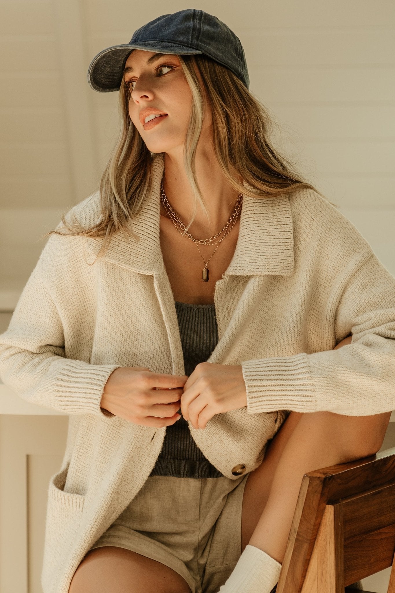 Ontario Long Button Cardigan | Oatmeal - Image 5