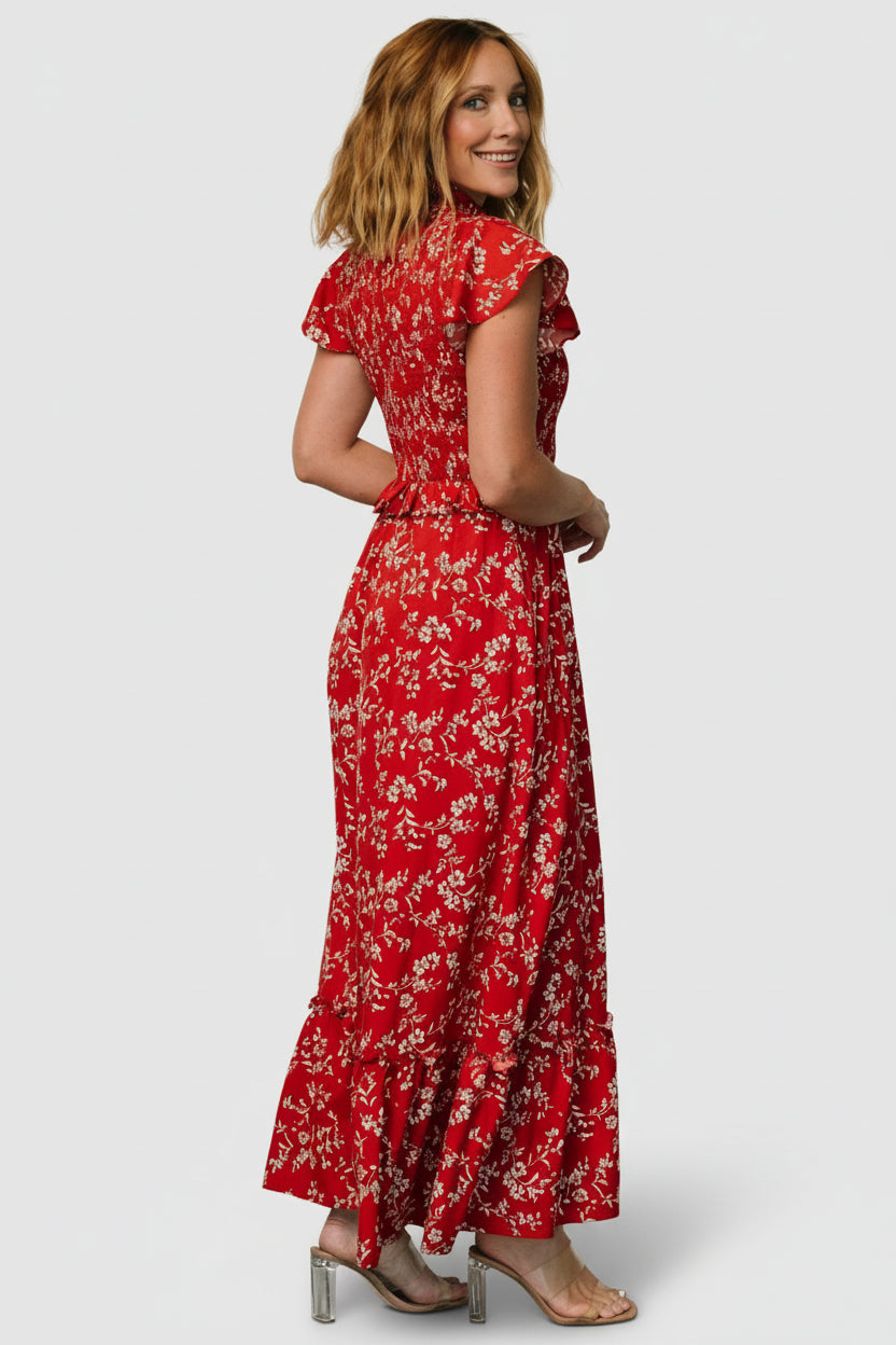 Orla Ruffle Maxi Dress | Red Floral - Image 3