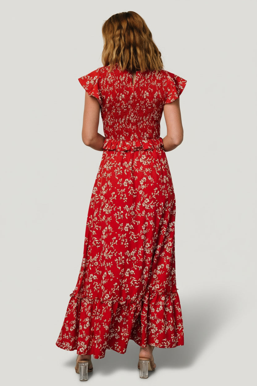 Orla Ruffle Maxi Dress | Red Floral - Image 5