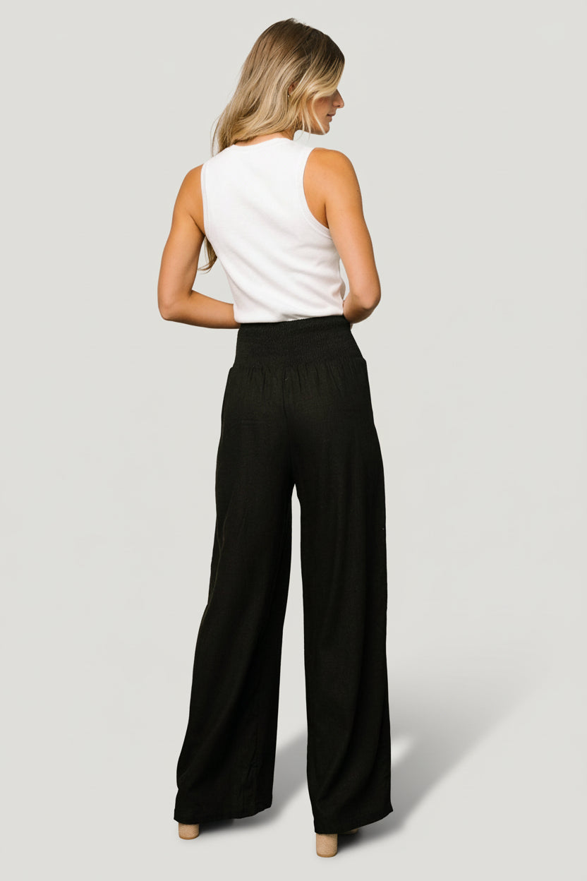Parvati Smocked Waist Pants | Black - Image 4