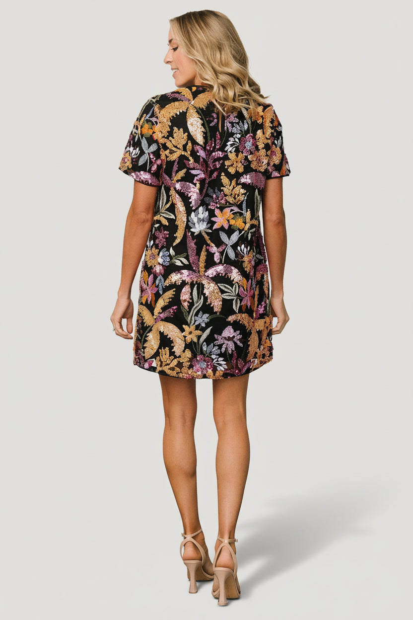 Patricia Sequin Short Dress | Black - Image 6