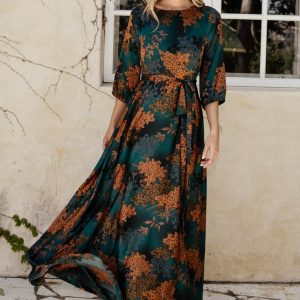 Paula Satin Maxi Dress | Jade Multi