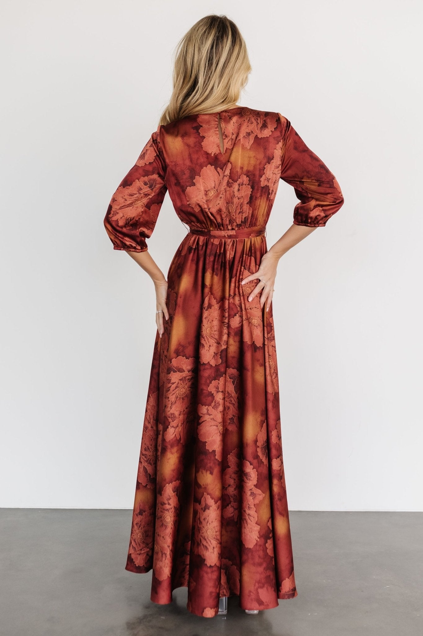 Paula Satin Maxi Dress | Terracotta Floral - Image 6
