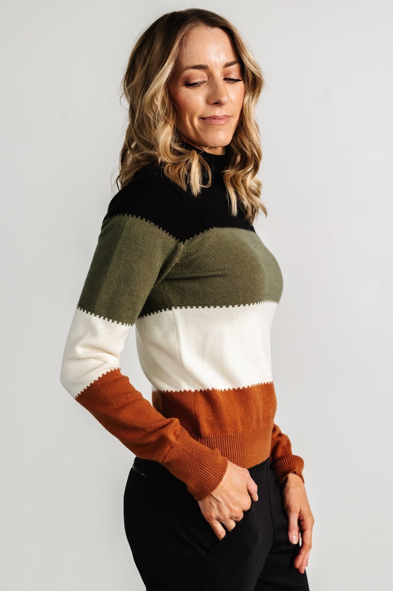 Porter Color Block Sweater | Black Multi - Image 4