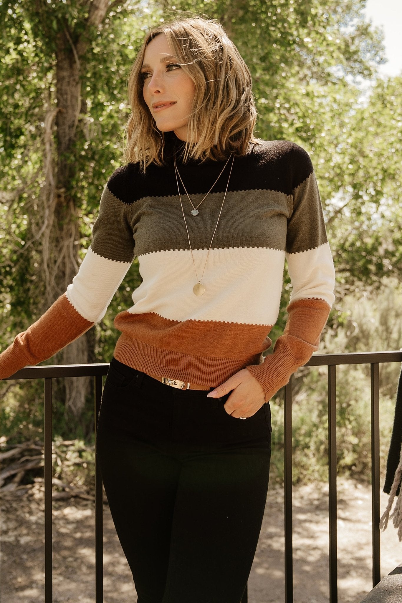Porter Color Block Sweater | Black Multi - Image 7