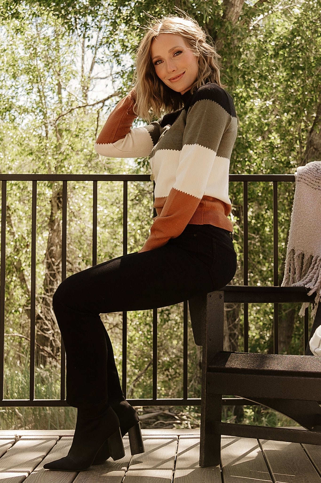 Porter Color Block Sweater | Black Multi - Image 5