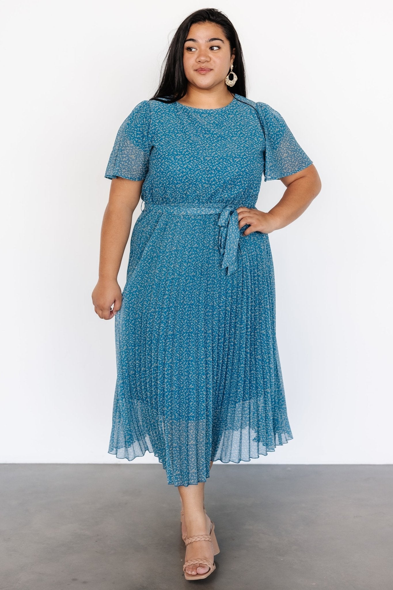 Prim Pleated Dress | Persian Blue Print - Image 2