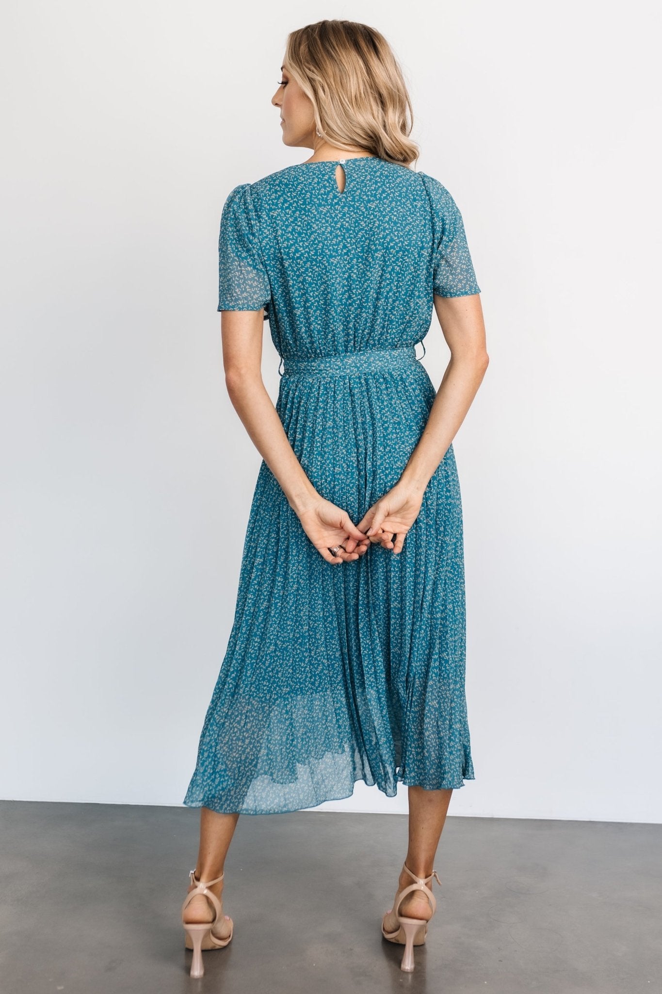Prim Pleated Dress | Persian Blue Print - Image 5