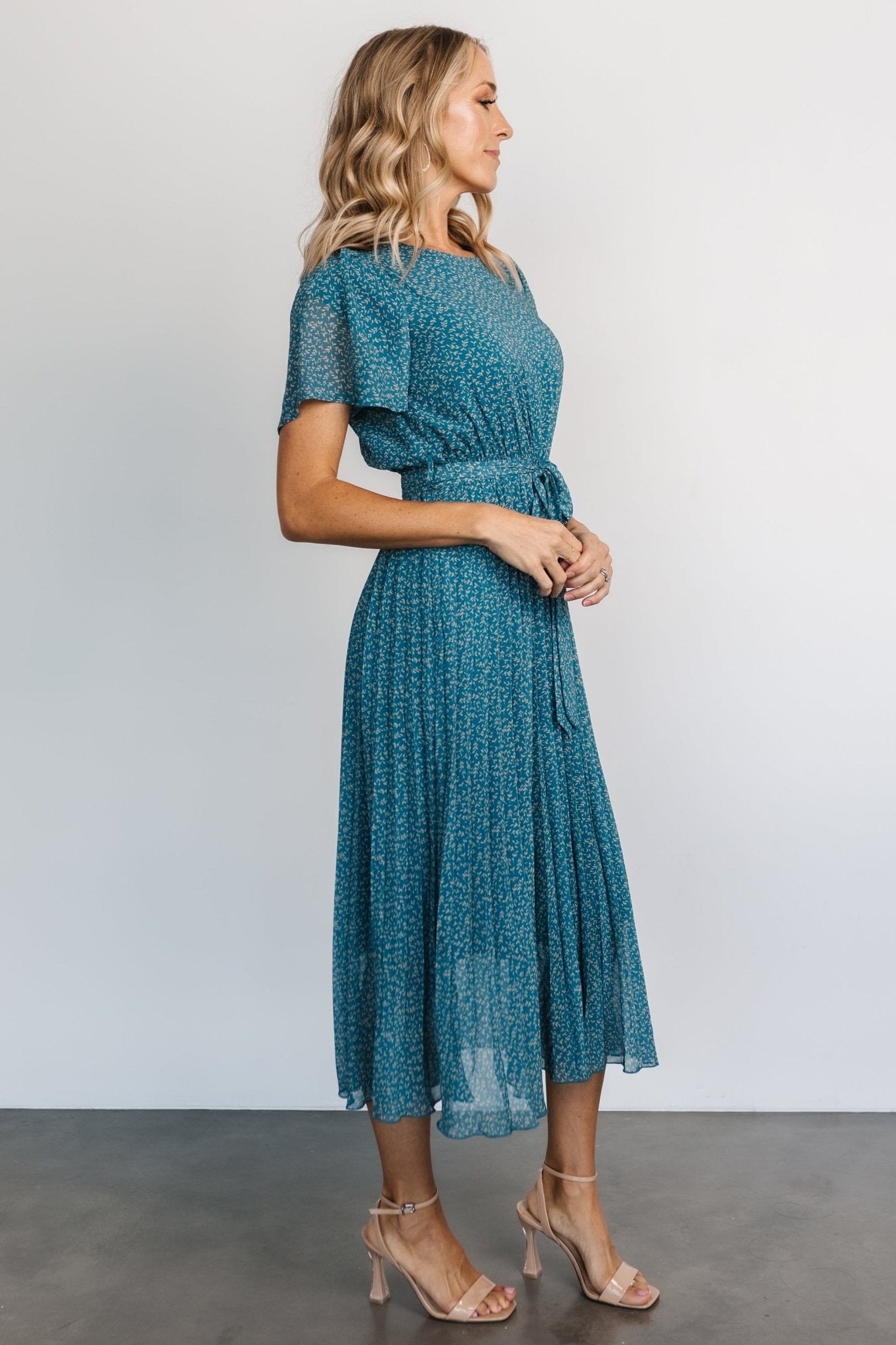Prim Pleated Dress | Persian Blue Print - Image 4