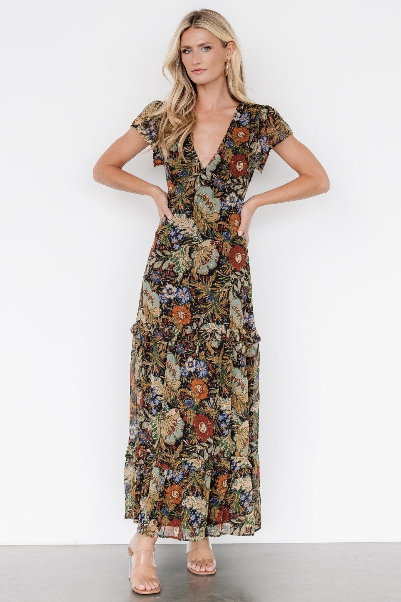 Riverwood Deep V Maxi Dress | Multi Floral - Image 4