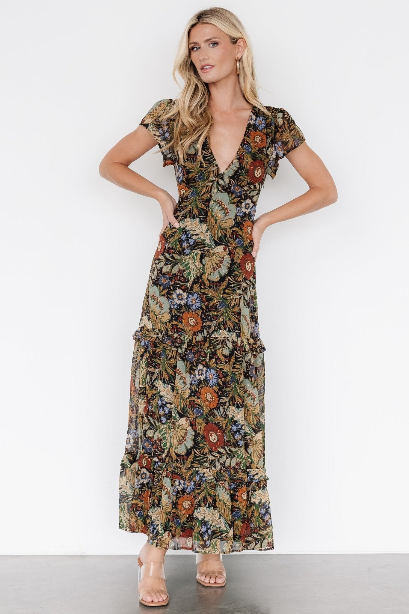 Riverwood Deep V Maxi Dress | Multi Floral - Image 6