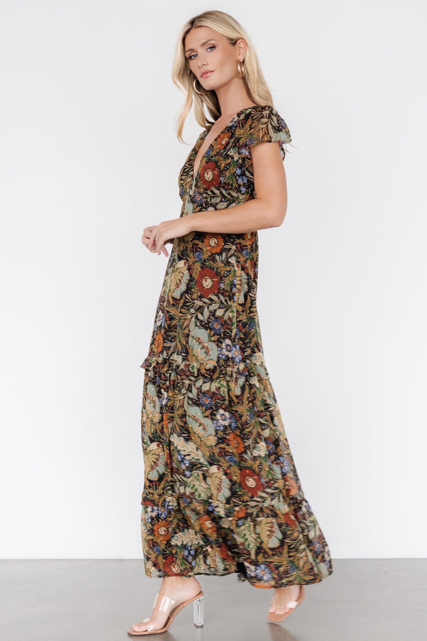 Riverwood Deep V Maxi Dress | Multi Floral - Image 3