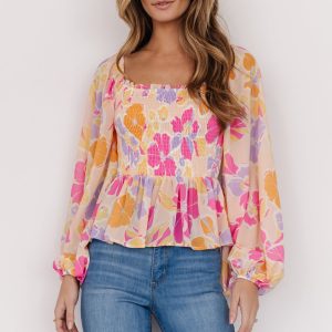 Sally Smocked Top | Pink Multi