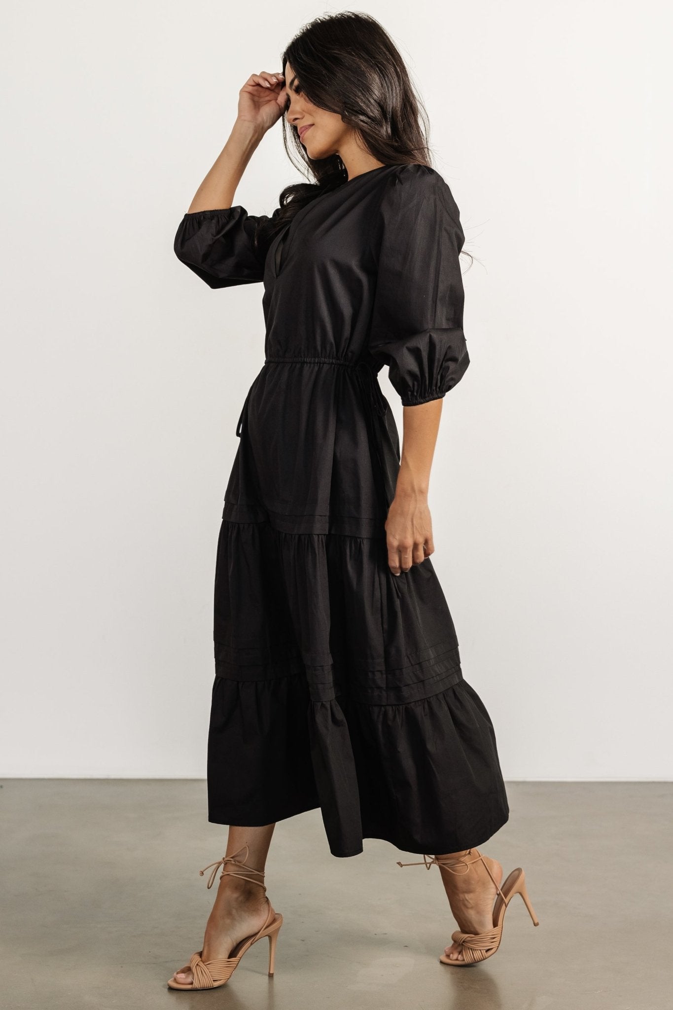 Santa Fe Poplin Midi Dress | Black - Image 5