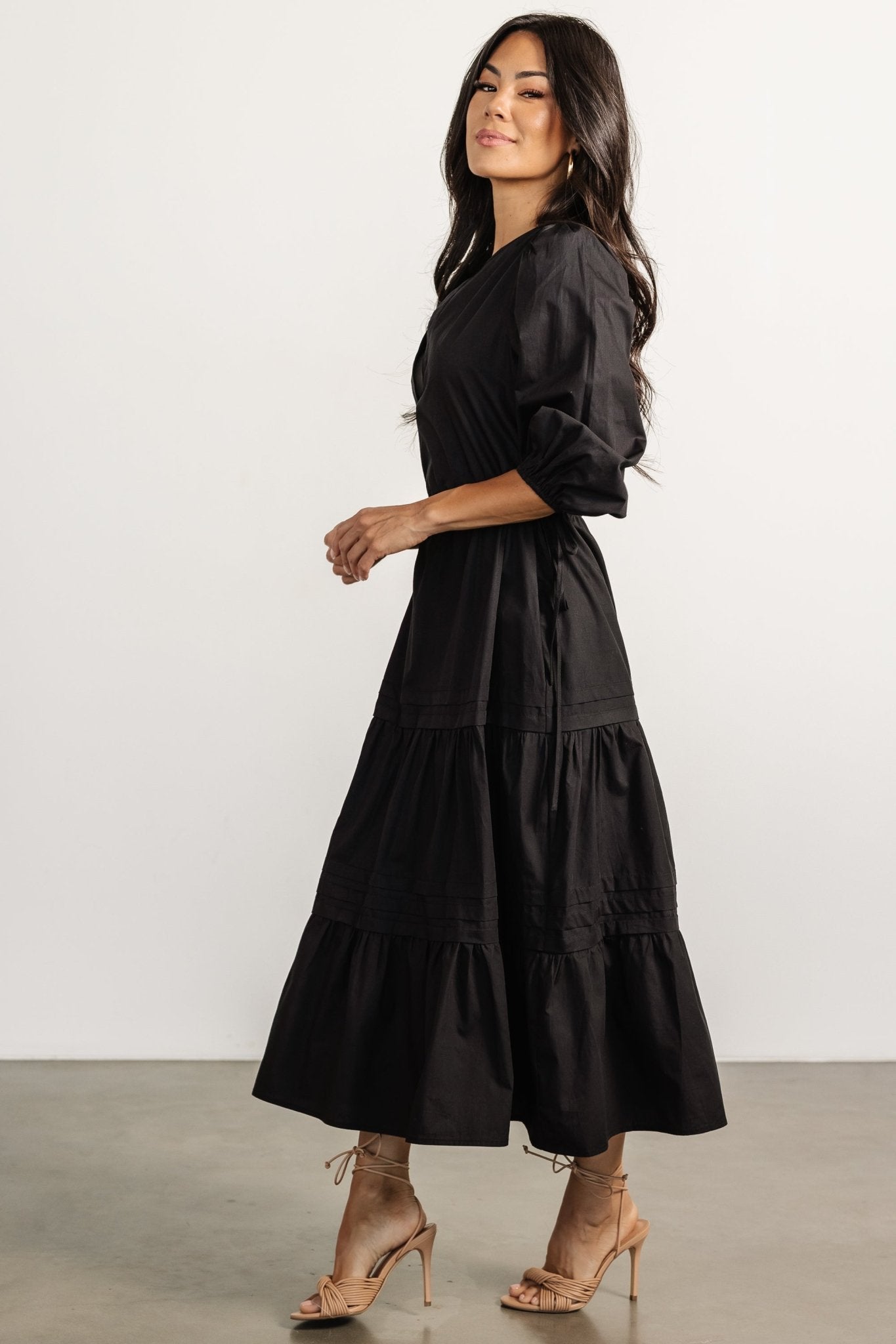 Santa Fe Poplin Midi Dress | Black - Image 3