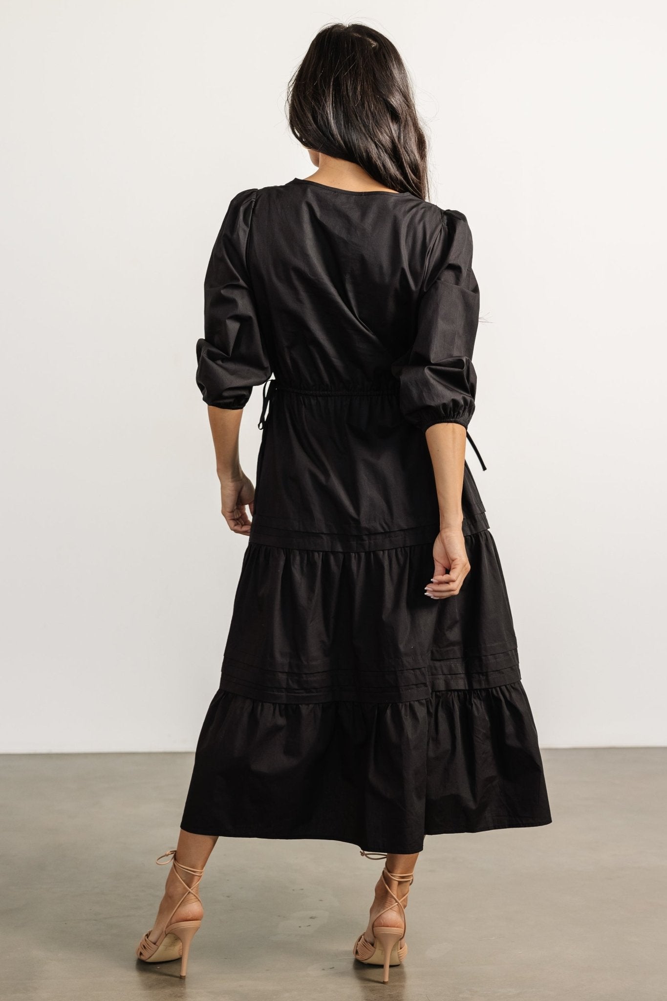 Santa Fe Poplin Midi Dress | Black - Image 4