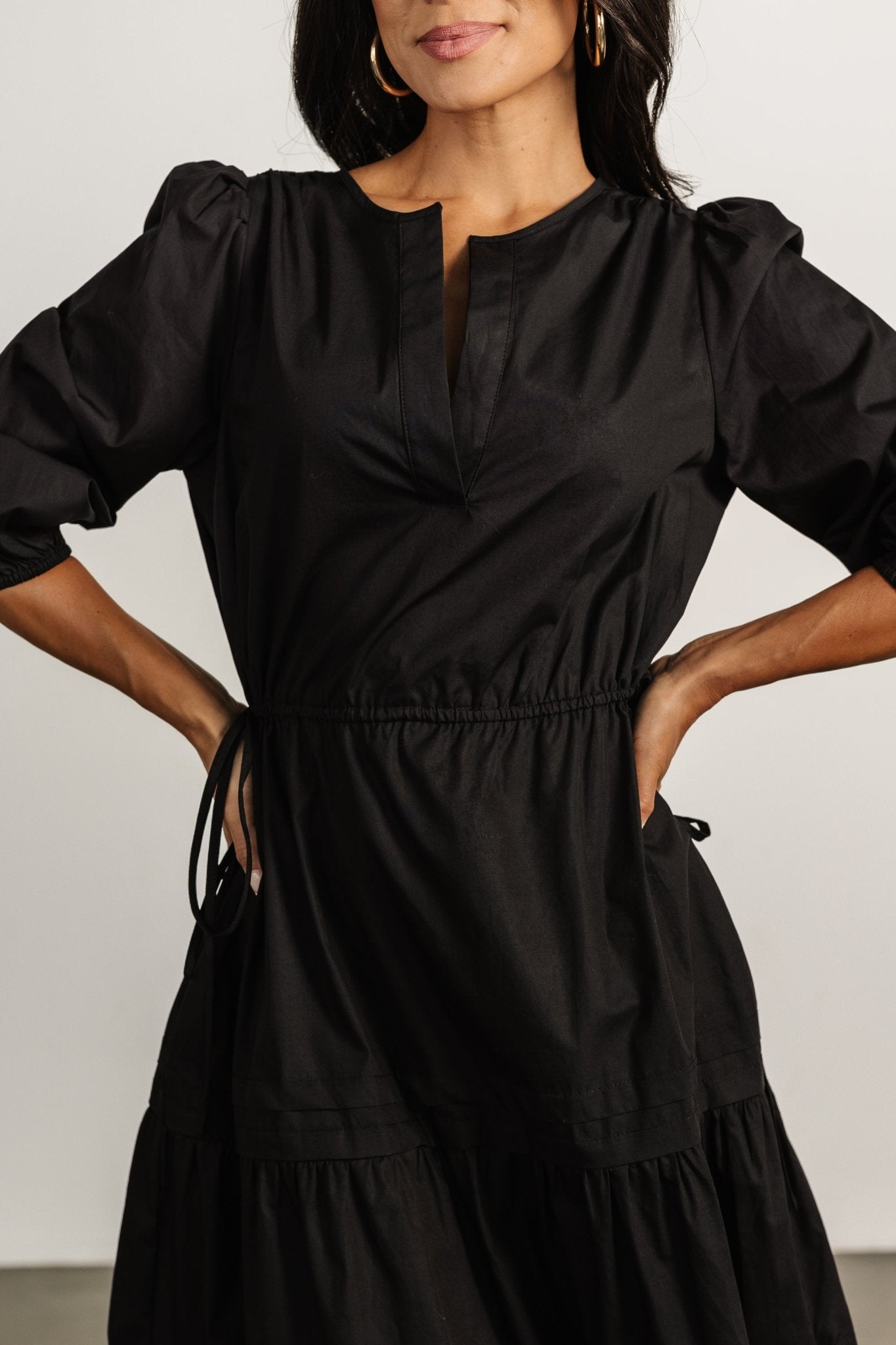 Santa Fe Poplin Midi Dress | Black - Image 2