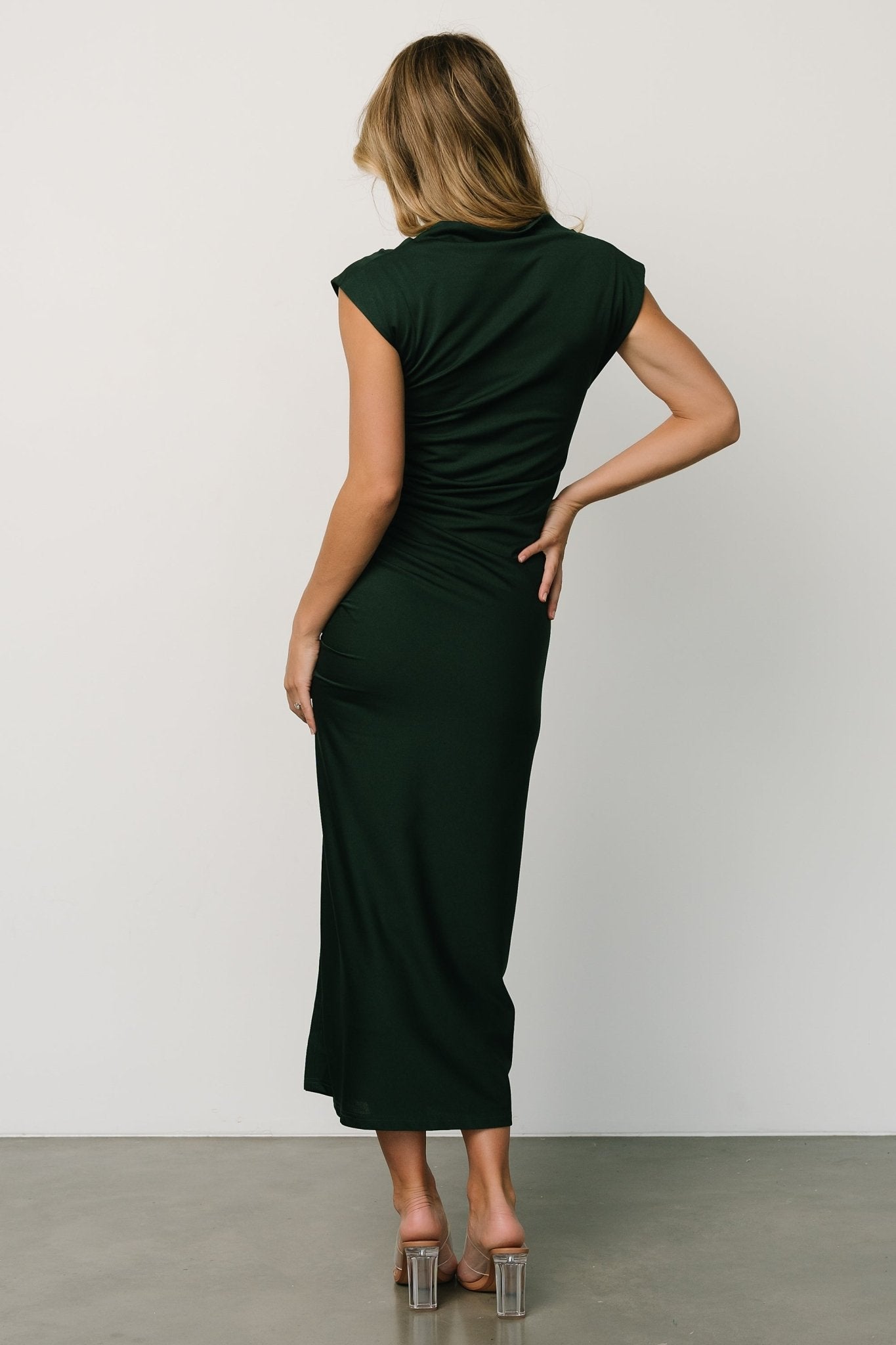 Sasha Ruched Maxi Dress | Green - Image 4