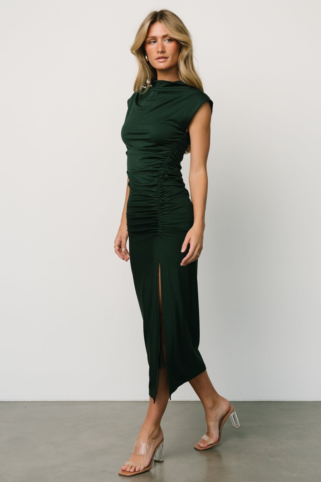 Sasha Ruched Maxi Dress | Green - Image 6