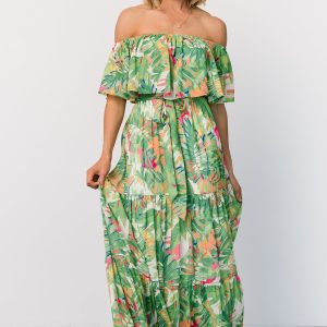 Sonoma Off Shoulder Maxi Dress | Green Multi