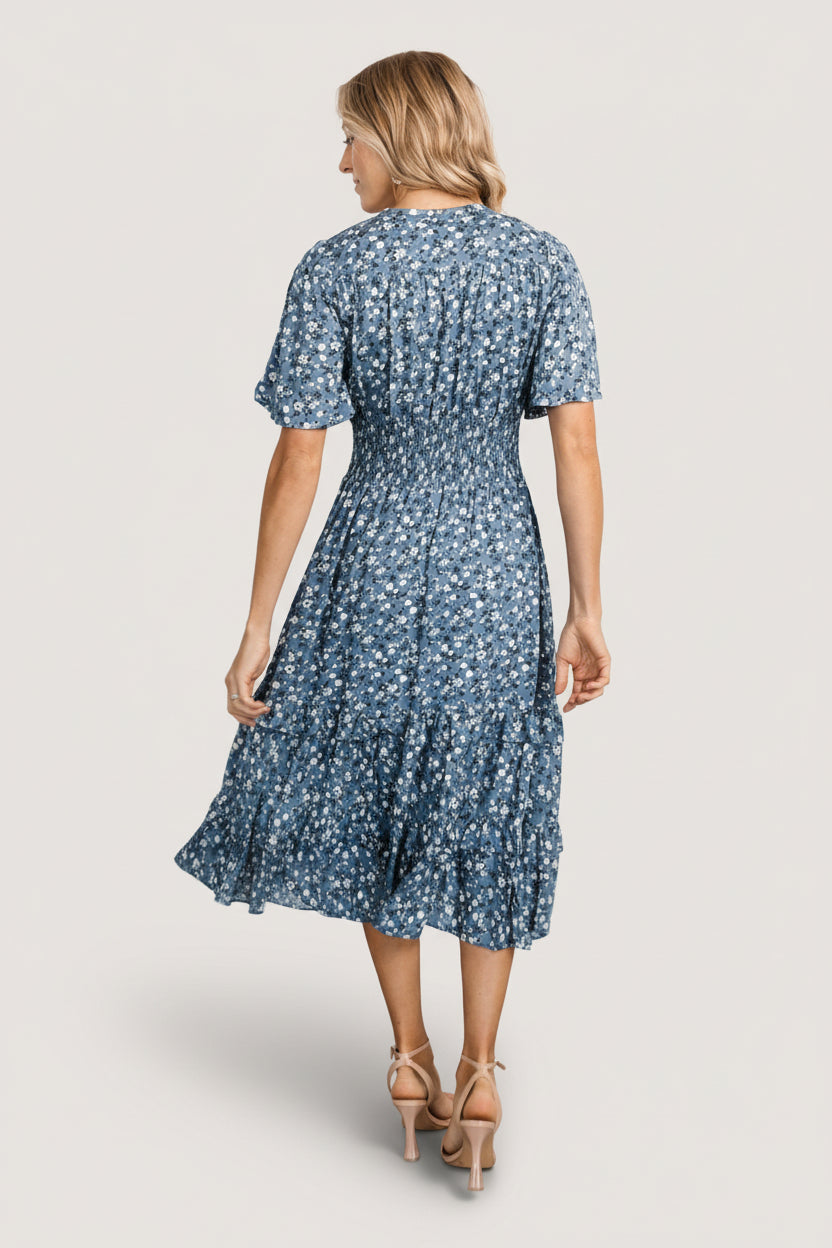 Spell Boho Midi Dress | Blue Floral - Image 4