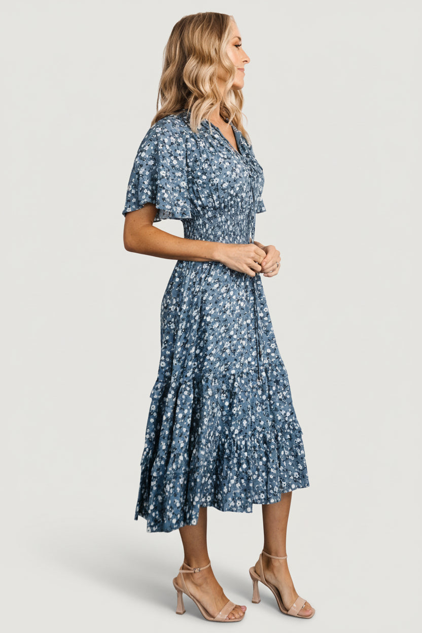 Spell Boho Midi Dress | Blue Floral - Image 6