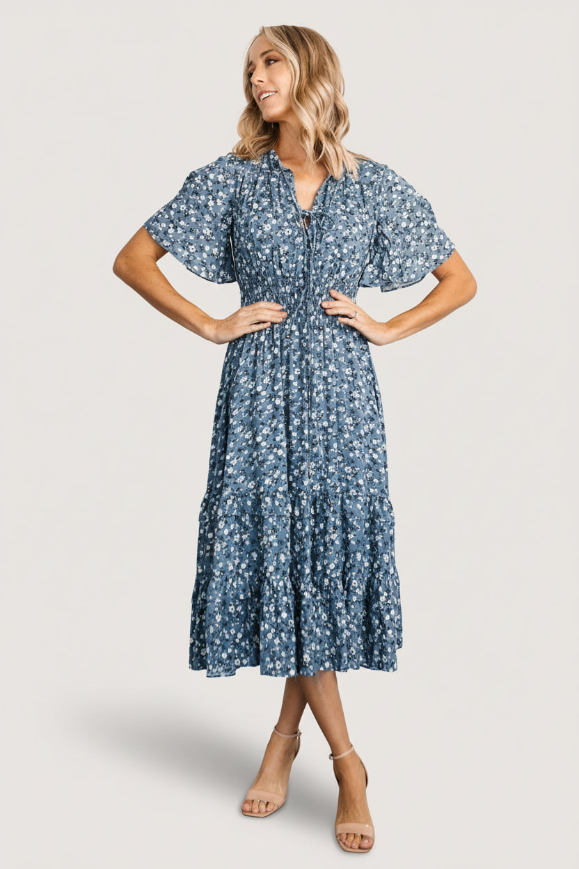 Spell Boho Midi Dress | Blue Floral - Image 5