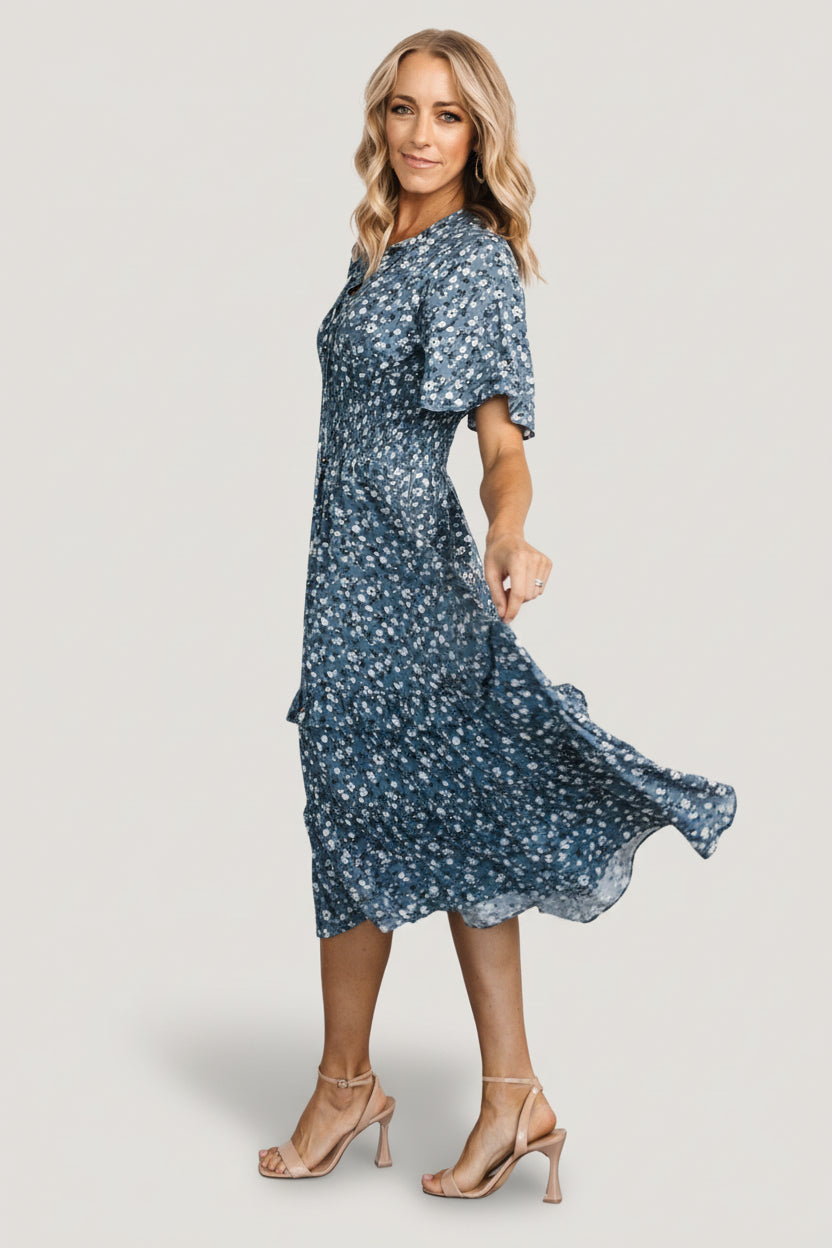 Spell Boho Midi Dress | Blue Floral - Image 7