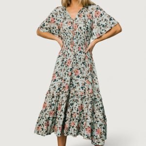 Spell Boho Midi Dress | Sage + Pink Floral