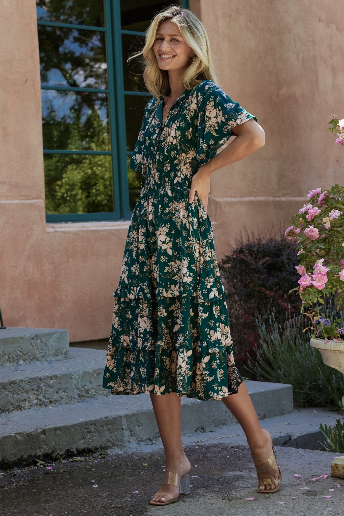 Spell Boho Midi Dress | Topaz + Blush Floral - Image 4