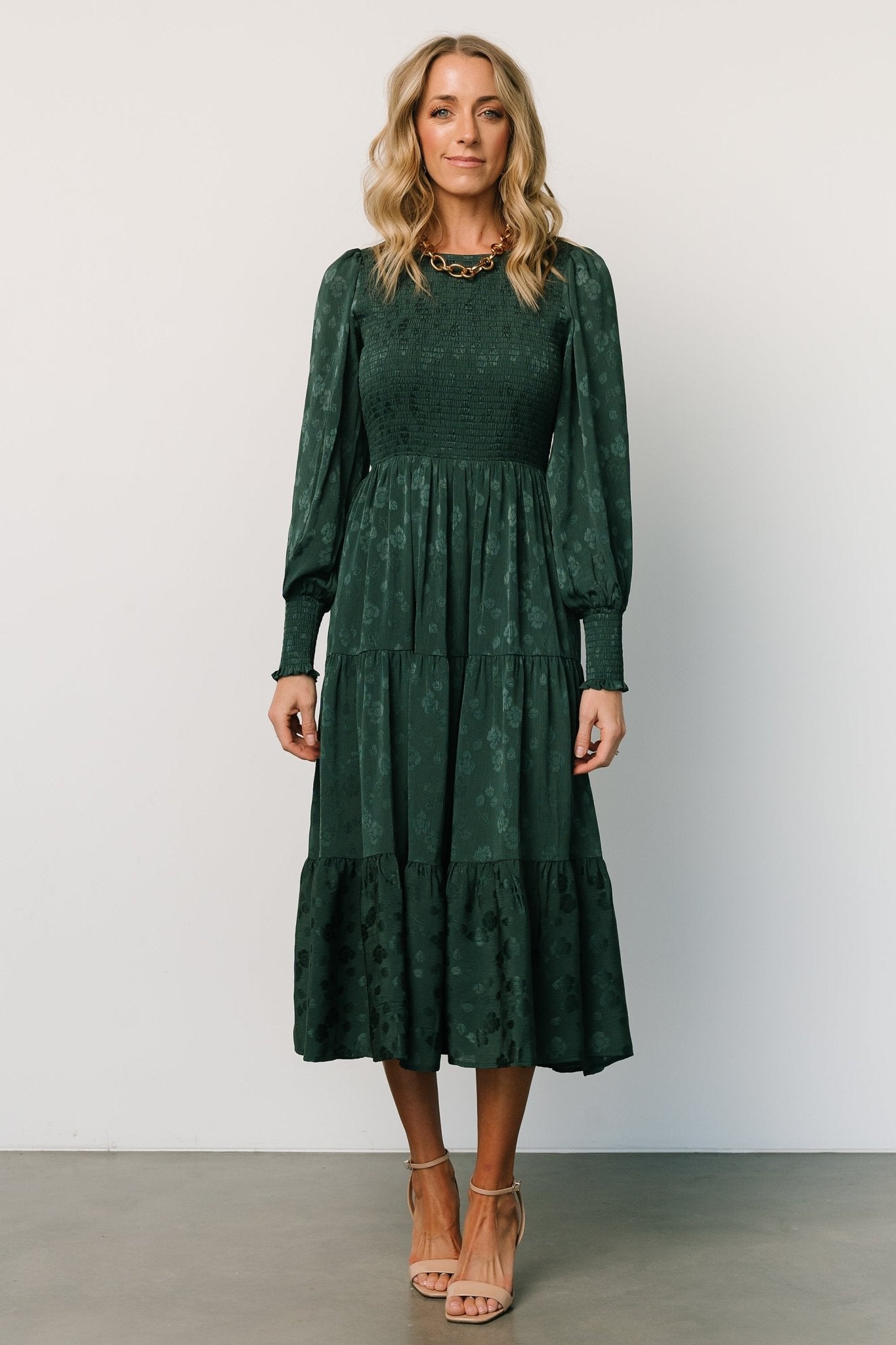 Stockholm Smocked Dress | Dark Green - Image 7
