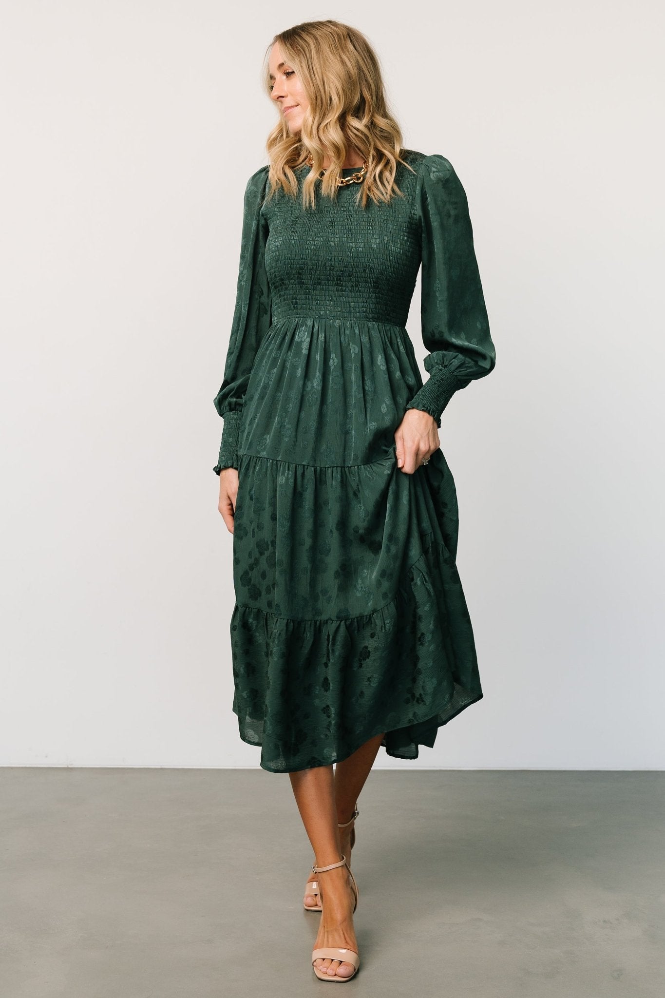 Stockholm Smocked Dress | Dark Green - Image 6