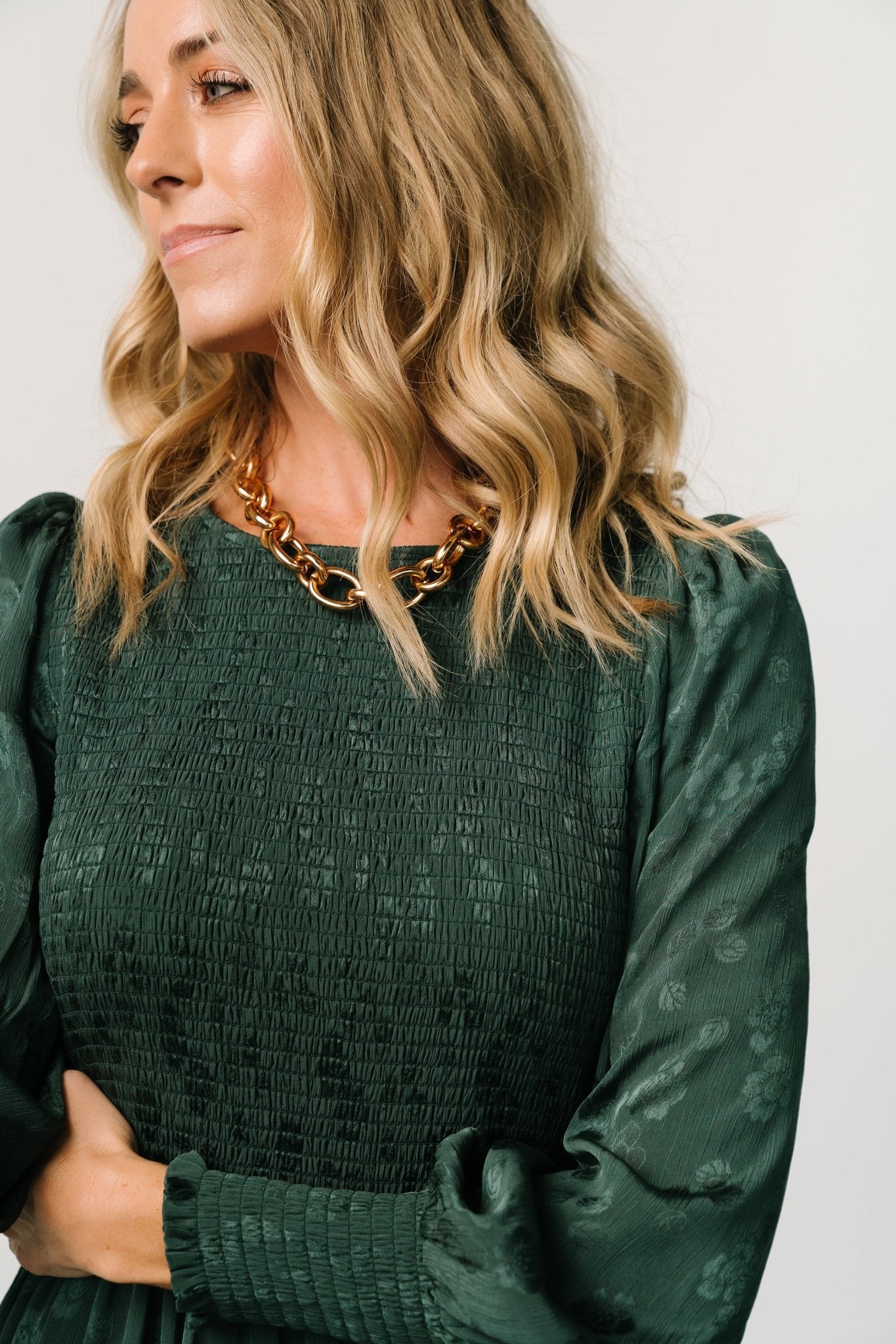 Stockholm Smocked Dress | Dark Green - Image 2