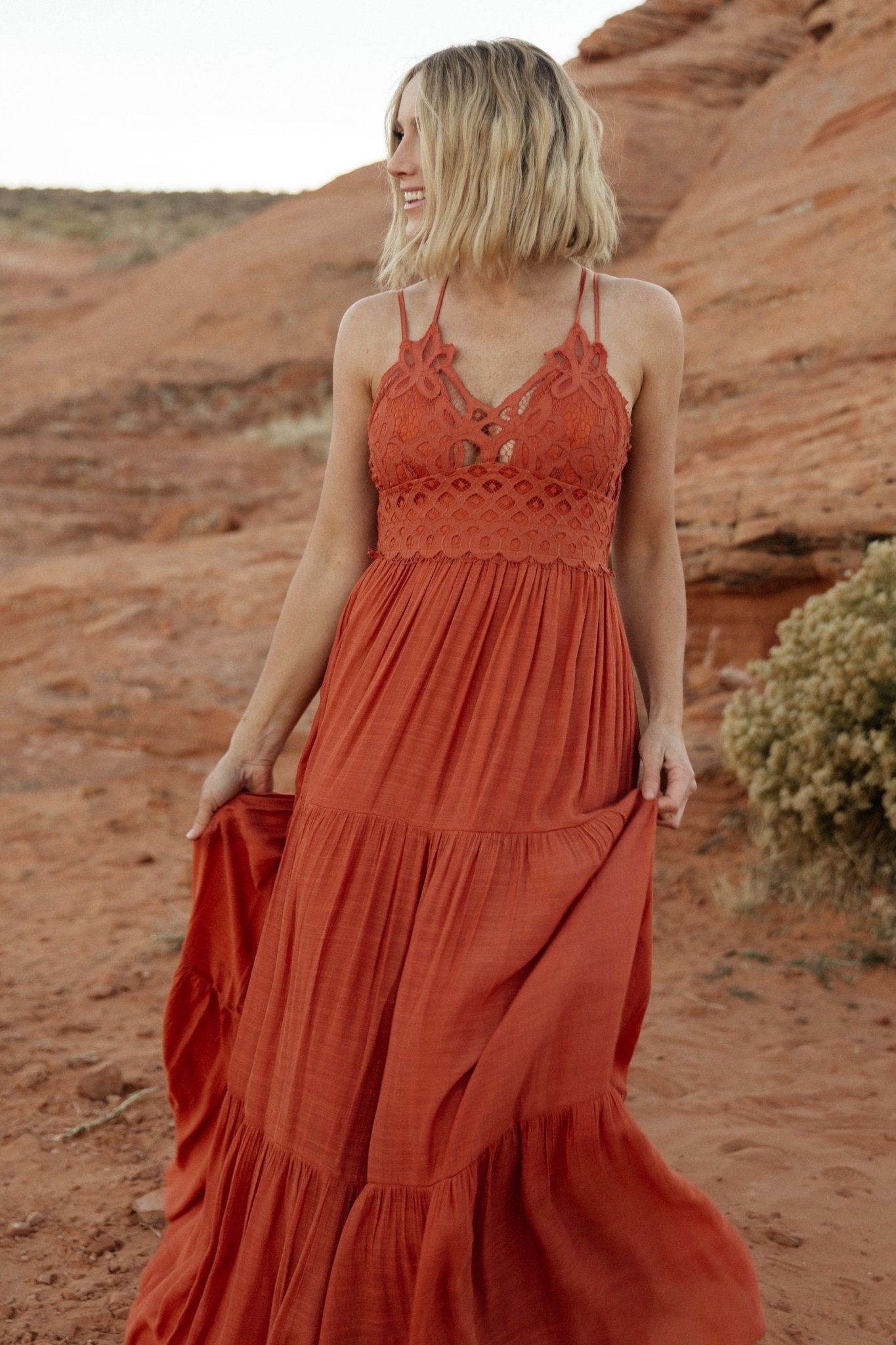Summerlin Lace Top Maxi Dress | Rust - Image 3