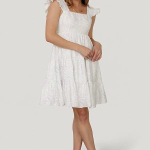 Suri Short Dress | Off White + Blue Floral