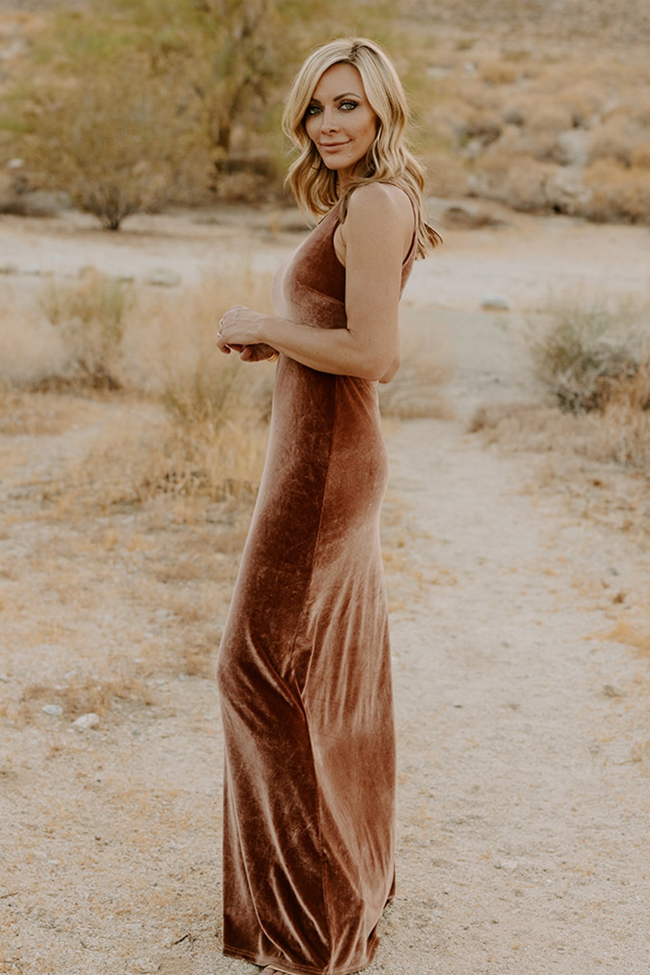 Tatiana Velvet One Shoulder Maxi Dress | Bronze - Image 3