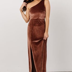 Tatiana Velvet One Shoulder Maxi Dress | Desert Rose