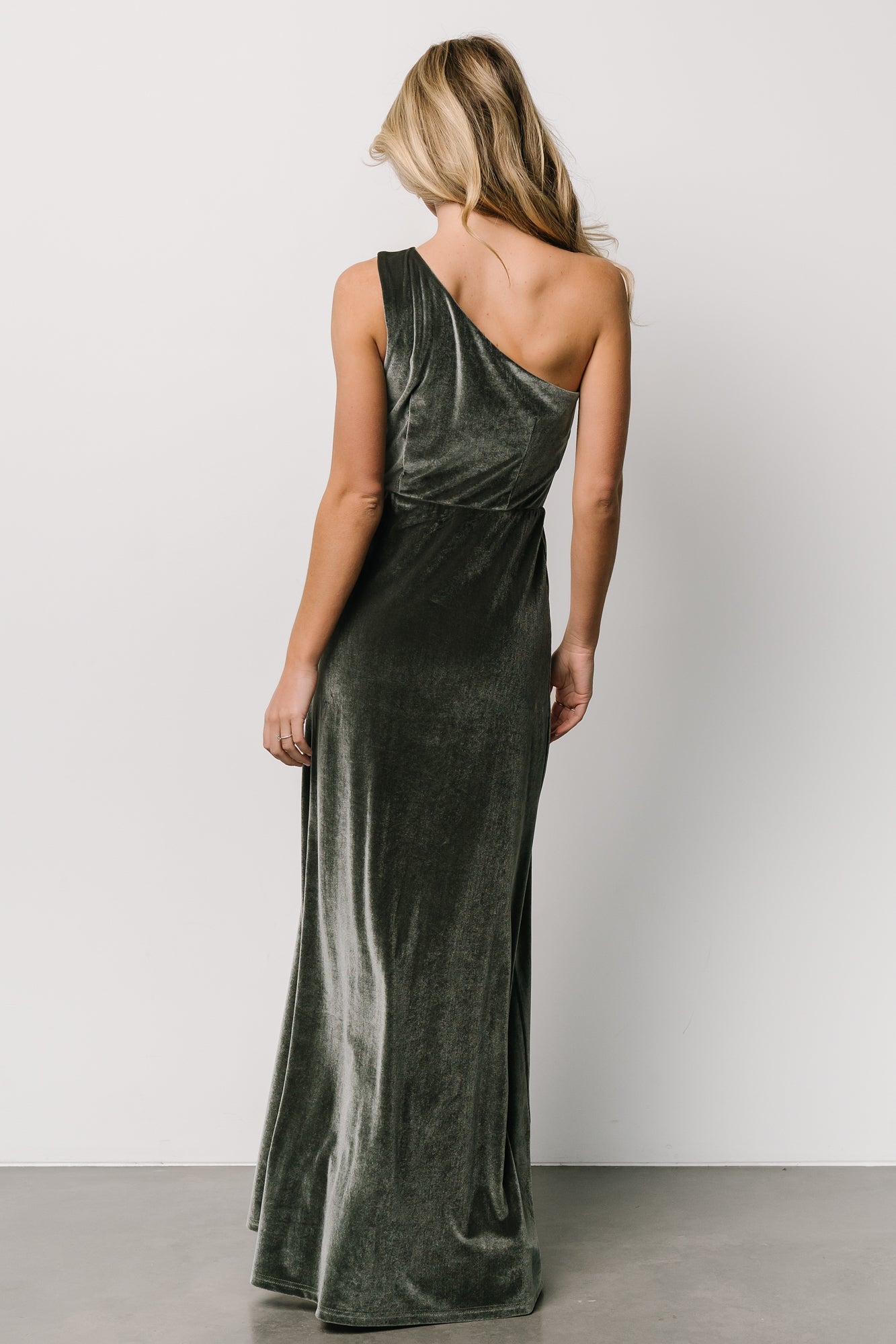Tatiana Velvet One Shoulder Maxi Dress | Eucalyptus - Image 6