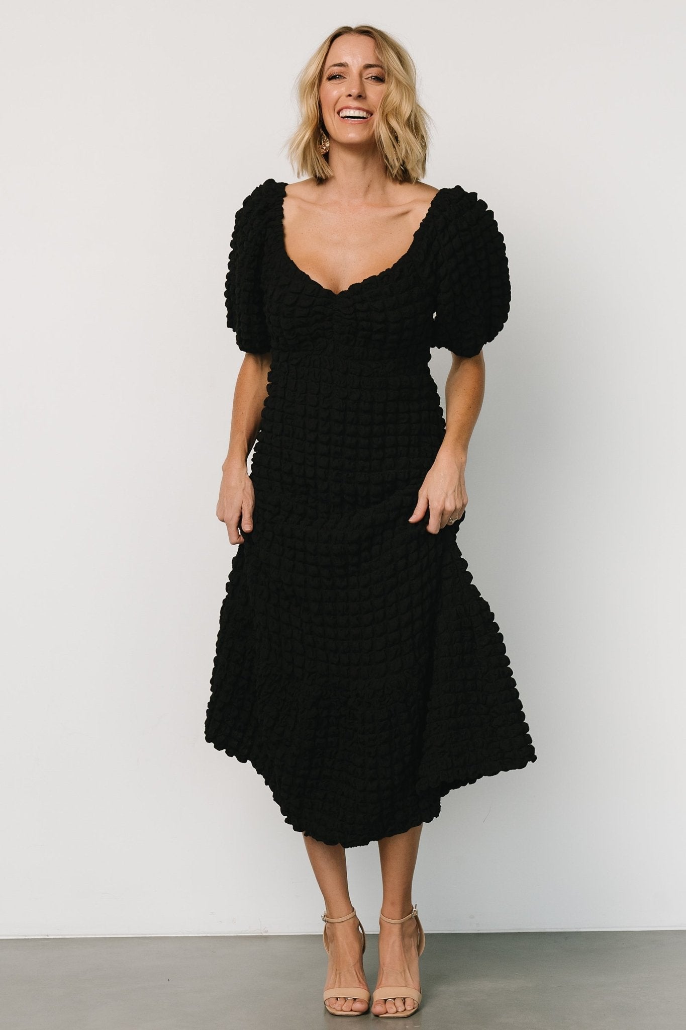 Therese Textured Dress | Black - Image 3