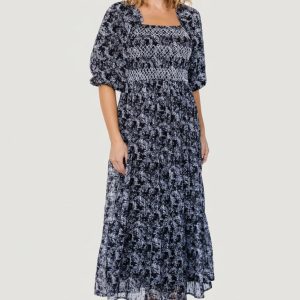 Tulsa Smocked Dress | Black + White