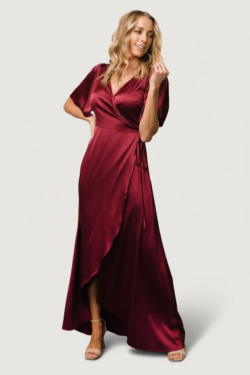 Vara Satin Maxi Wrap Dress | Mulberry - Image 4