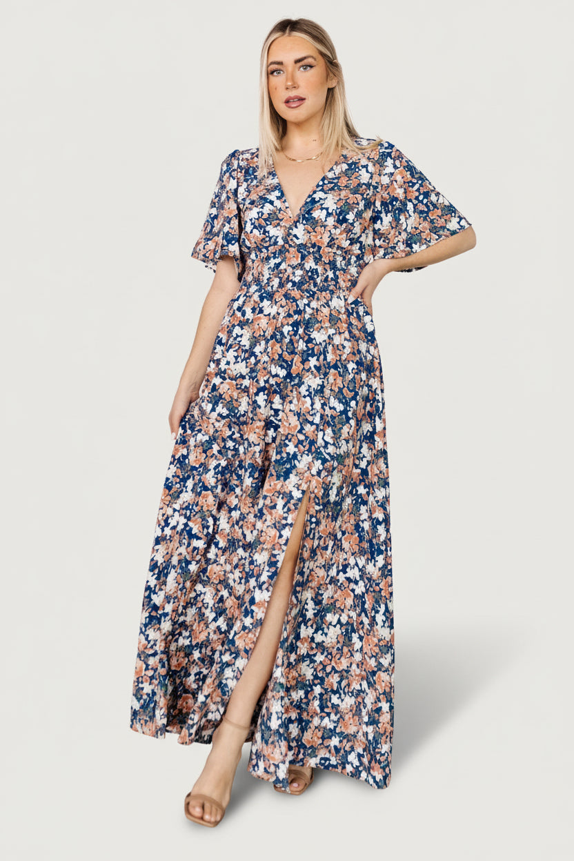 Verona Smocked Maxi Dress | Blue Floral - Image 5