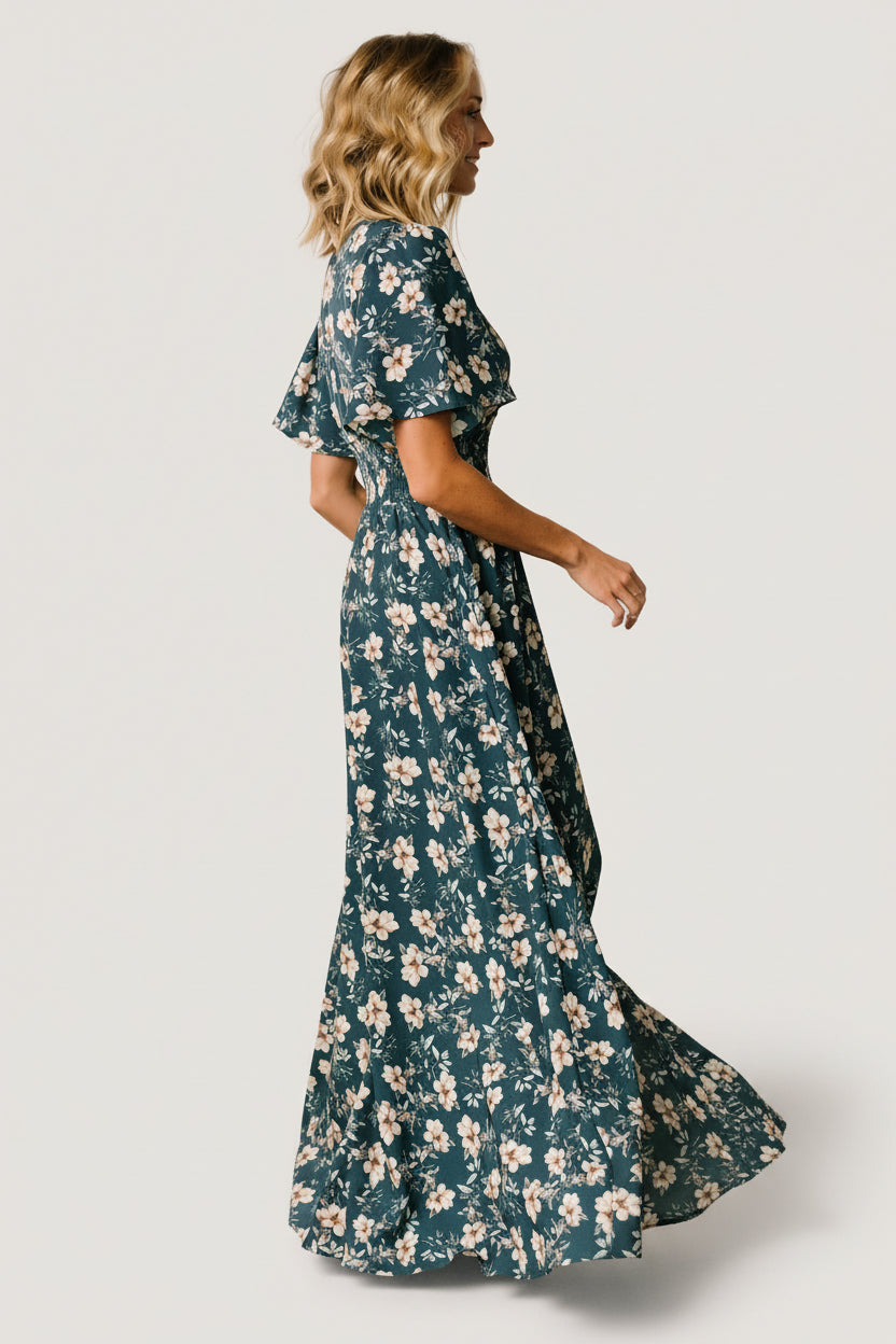 Verona Smocked Maxi Dress | Slate Floral - Image 2