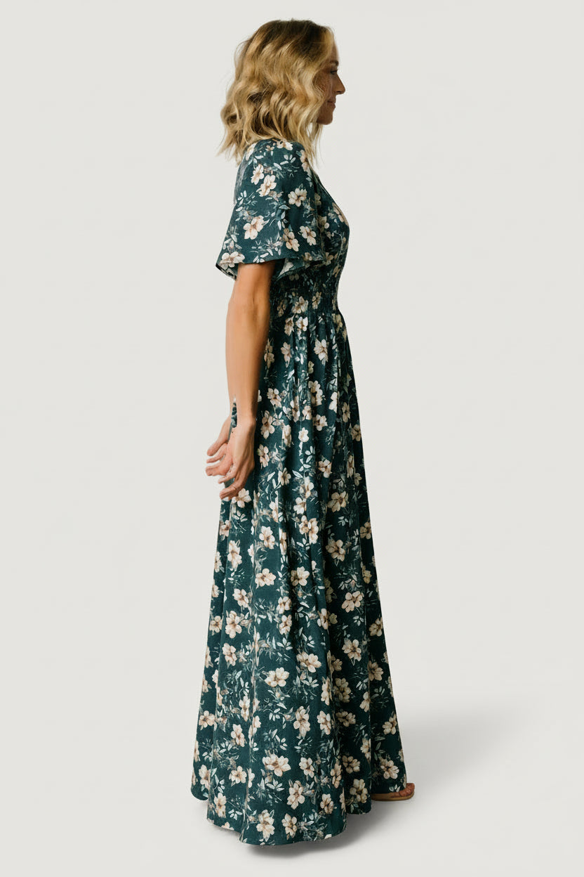 Verona Smocked Maxi Dress | Slate Floral - Image 4