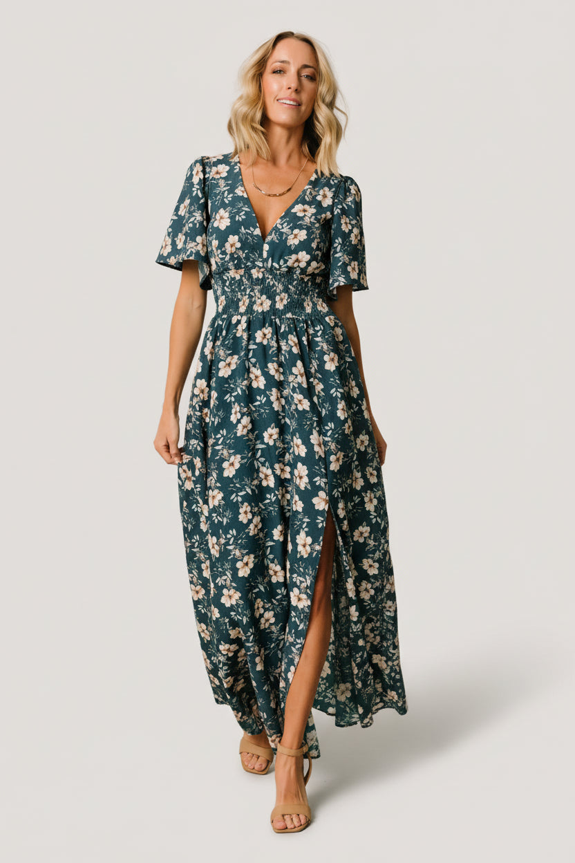 Verona Smocked Maxi Dress | Slate Floral - Image 5