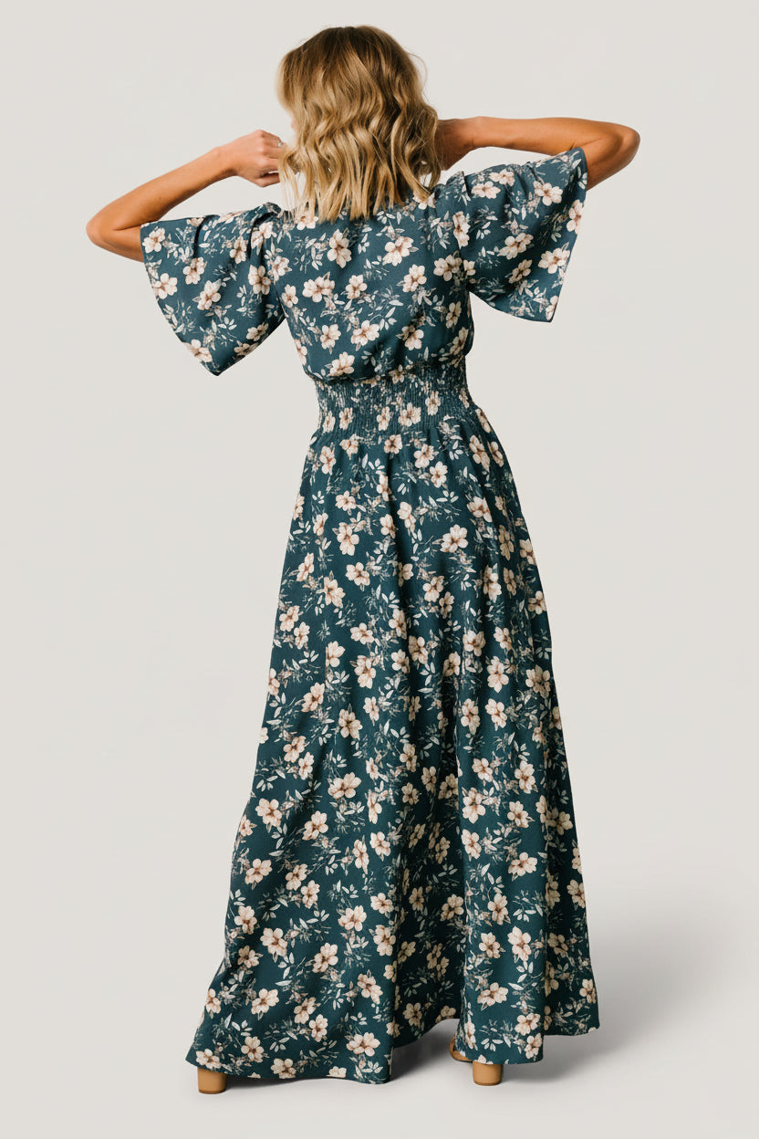 Verona Smocked Maxi Dress | Slate Floral - Image 7