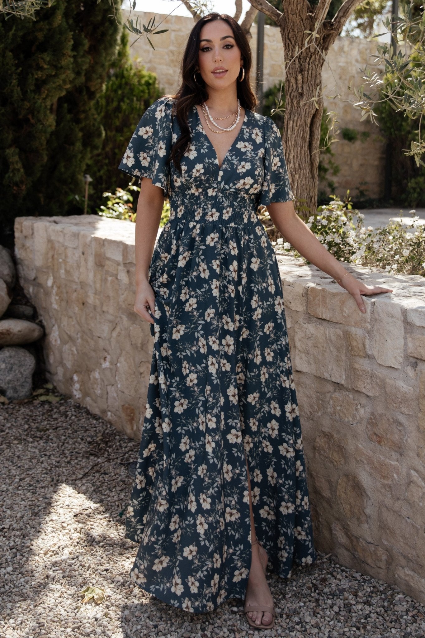 Verona Smocked Maxi Dress | Slate Floral - Image 9