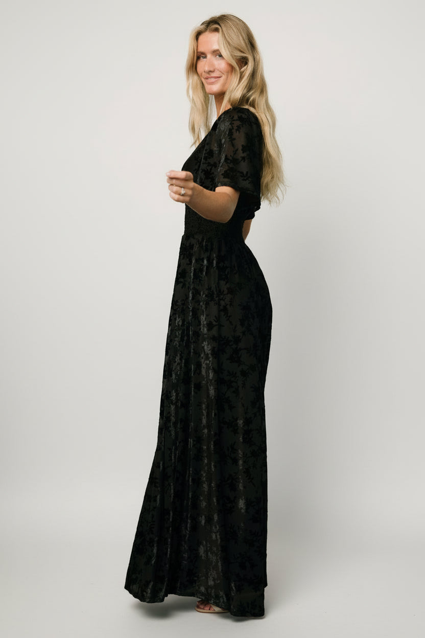 Veronica Velvet Maxi Dress | Black - Image 2