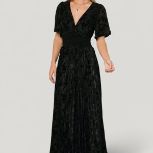 Veronica Velvet Maxi Dress | Black