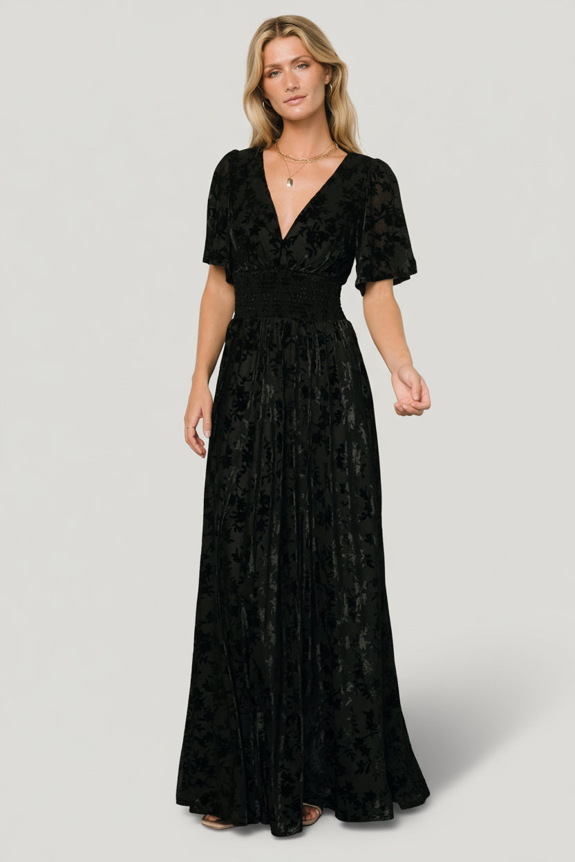 Veronica Velvet Maxi Dress | Black